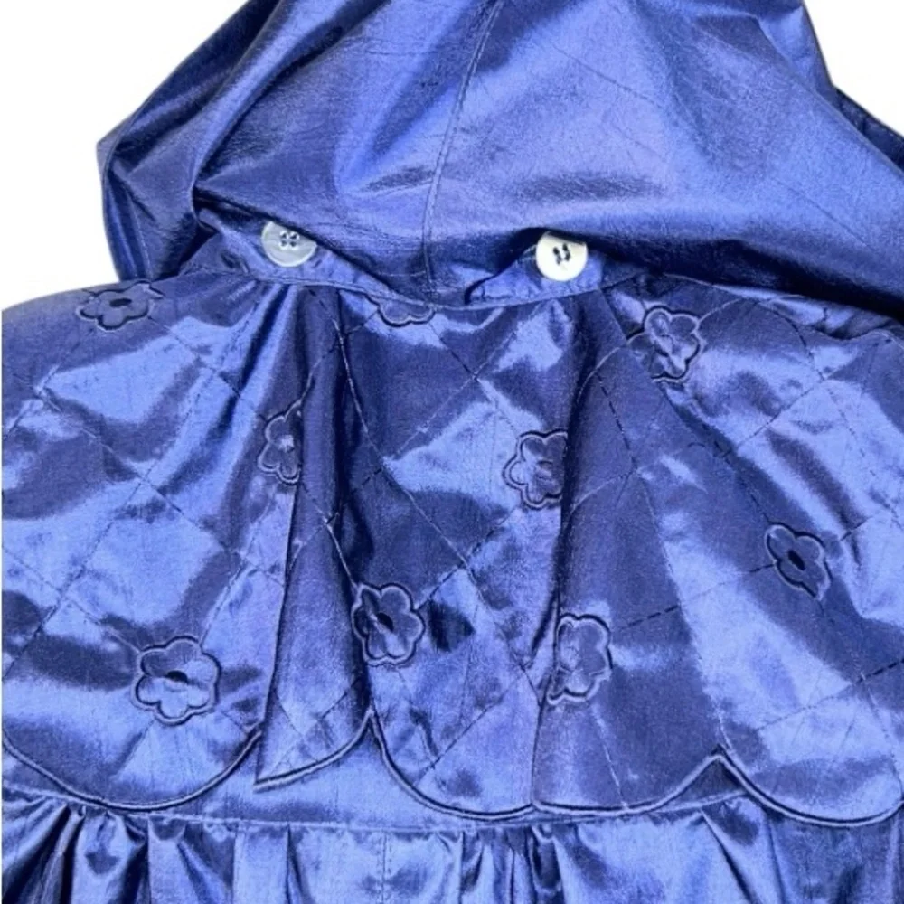 Vintage Rothschild Hooded Jacket for Young Girl. Embroidered Trim Sz 6 blue navy